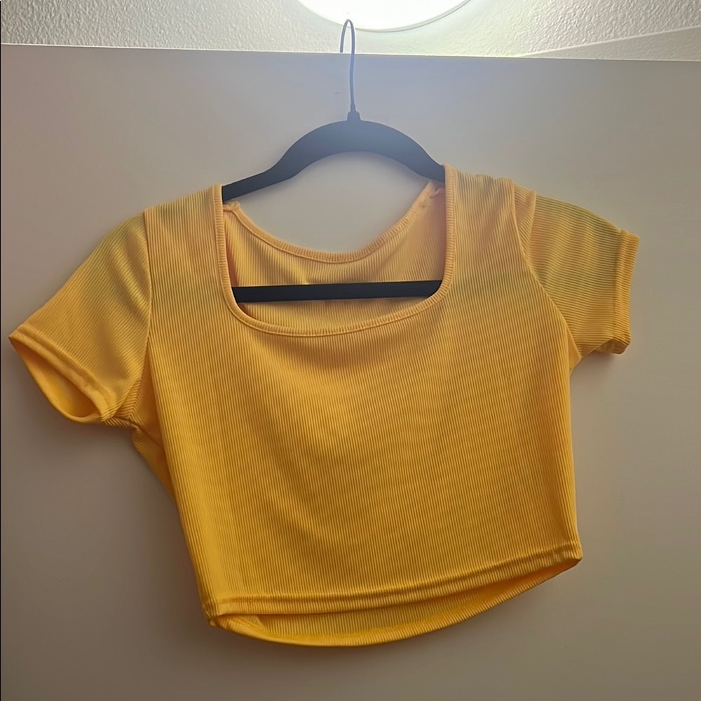 Yellow Ribbed Crop Top
